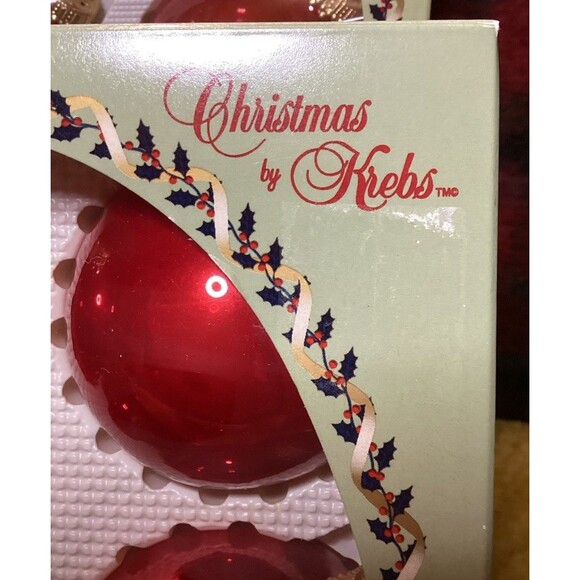 Christmas By Krebs Designer Glass Bulb Ornaments Candy Apple Red 6 Bulbs Per Box - Picture 6 of 13